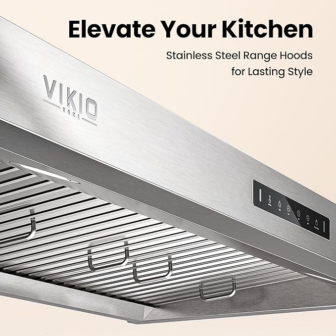 Under Cabinet Range Hood 30 Inch,Range Hood 900-CFM,1.5 Sones Quiet Dual Turbine Motor,Stainless Steel Vent Hood with 3 Speed Exhaust Fan,Safe Baffle Filters for Kitchen Stove