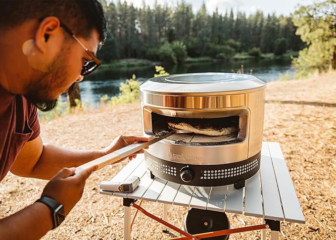 Solo Stove Pi Prime Pizza Oven Outdoor - Gas Pizza Oven Propane - Portable with Cordierite Stone Cooking Surface - Demi-Dome Design - Wide-Mouthed Opening - Stainless Steel