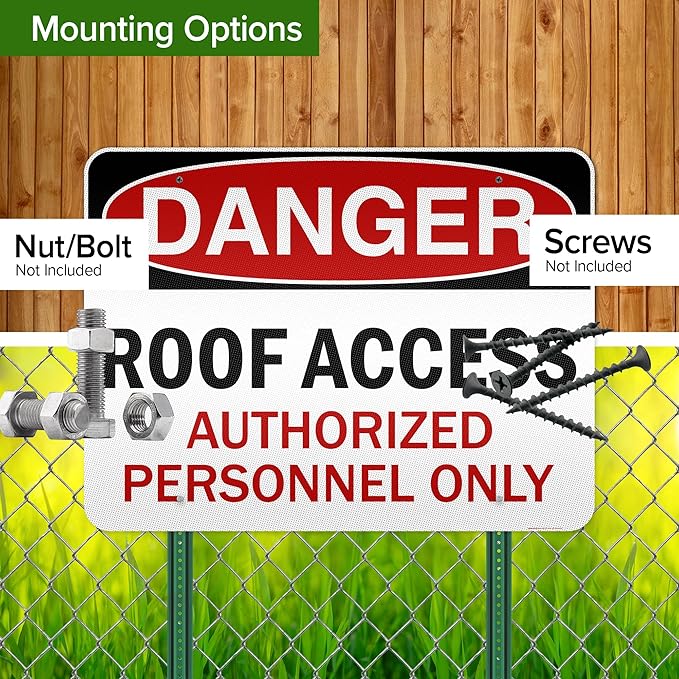 Danger Roof Access Authorized Personnel Only Sign, 36x48 Inches, Reflective, Rust Free DiBound, Fade Resistant, Made in USA by My Sign Center