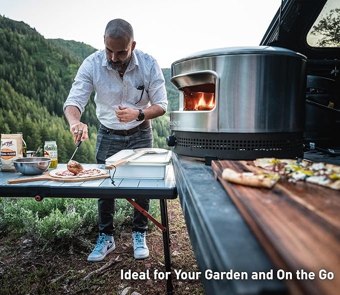 Solo Stove Pi Prime Pizza Oven Outdoor - Gas Pizza Oven Propane - Portable with Cordierite Stone Cooking Surface - Demi-Dome Design - Wide-Mouthed Opening - Stainless Steel