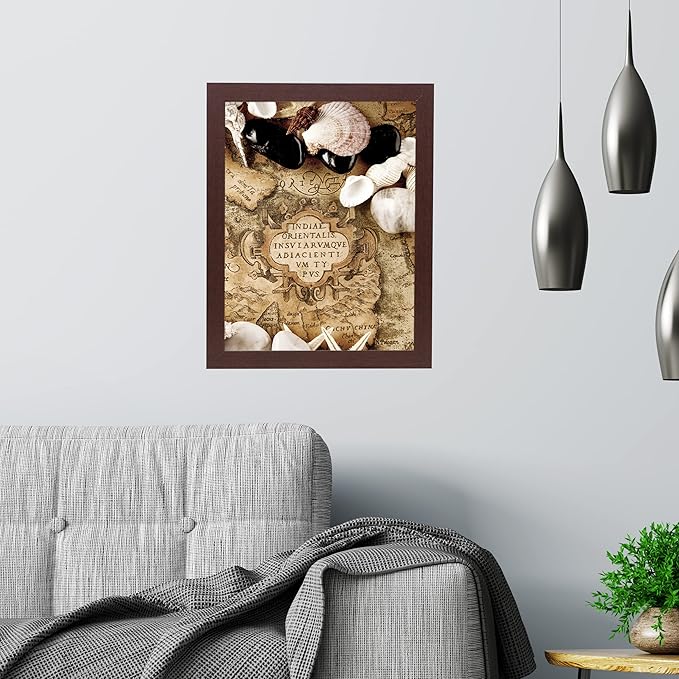 FrameWorks Mahogany Wooden Shadow Box Frame - 8.5' x 11' Display Case with Soft Felt Back, Tempered Glass, White Ball Push Pins