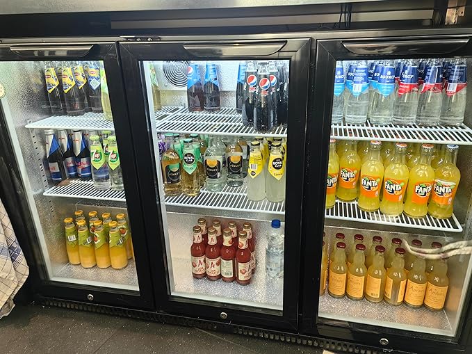 BODEGA BODEGACOOLER Commercial Bar Cooler With 3 Glass Doors,11.4 Cu.Ft Under Counter Beverage Refrigerator,Back Bar Refrigerator,Commercial Display Drink Fridge,LED Lighting Beer Wine Soda Drinks