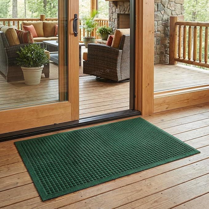 Ecomills Rubber Doormat, Large, 36" x 48", Green, Large, Absorbent Indoor Outdoor, Stain Resistant, Rubber Non Slip Backing, Heavy Duty, Durable
