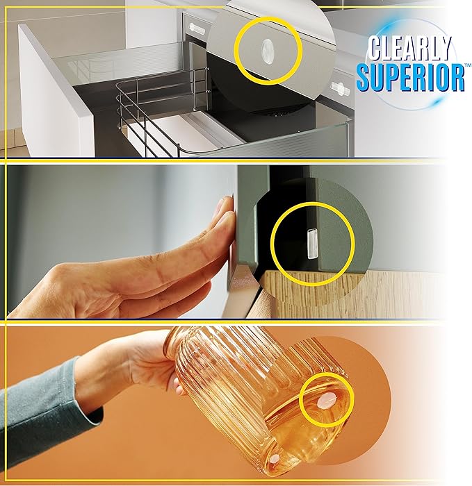 Large 3.5" Clear Round Bumpers 2 Pack – Self Adhesive Door Stoppers for Walls - Doorknob Protectors - Protects Wall Surface from Doors and Doorknobs