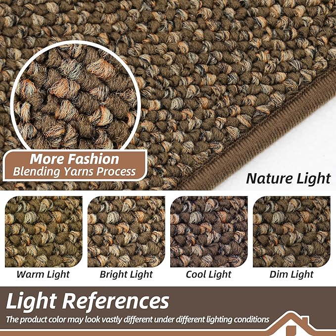 BEQHAUSE Dirt Trapper Door Mat 17" x 30", Non-Slip Doormats (Rolled-Up NO Creases) Washable Entryway Rugs, Dirt Resist and Absorbent Welcome Mat, Low Profile Floor Mats for Front Back Door, Brown