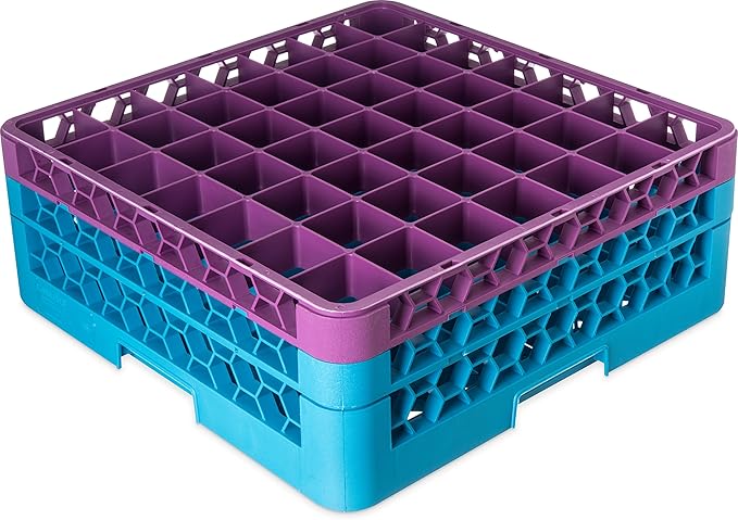CFS OptiClean 49-Compartment Glass Rack with 2 Extenders Lavender