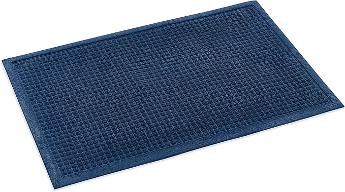Ecomills Rubber Doormat, Medium, 24" W x 36" L, Blue, Large, Absorbent Indoor Outdoor, Stain Resistant, Rubber Non Slip Backing, Heavy Duty, Durable