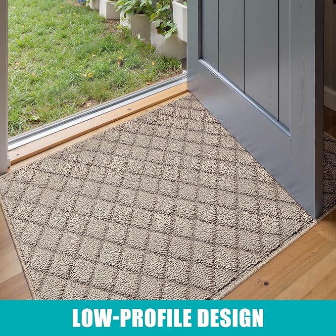 Azadx 2'x3' Front Entryway Door Mat Non Slip Indoor Door mats Washable Entry Mats Welcome Doormat Dirt Trapper for House Entry Low Profile Doormat Indoor Entrance Mat