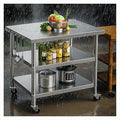 Stainless Steel Table with Wheels for Food Preparation and Work, Multi-Size Optional, Three-Layer Variable Two-Layer Metal Commercial Workbench Outdoor, Restaurant, Kitchen (28" Lx24 Wx34 H)