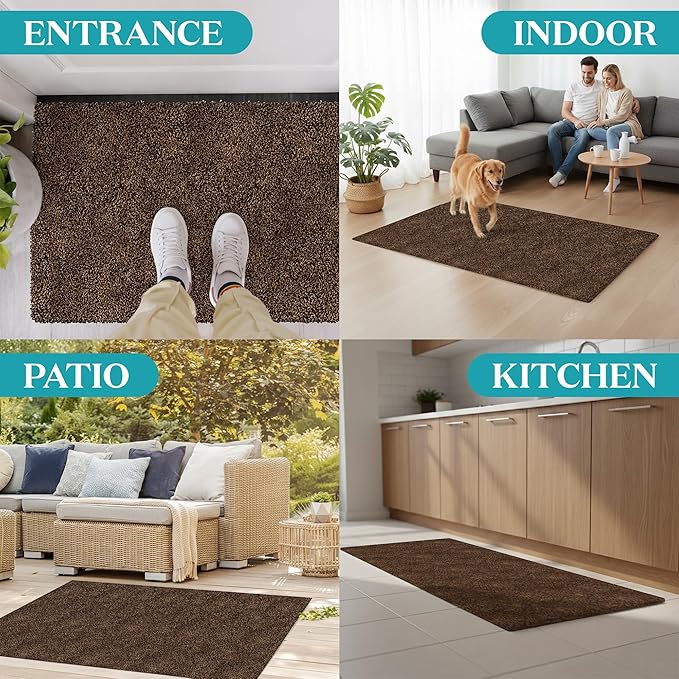 Premium Microfiber Indoor Door Mat – 32"x48" Washable Entry Mat, Non-Slip, Waterproof Backing, Super Absorbent, Low Profile Entryway Doormat for Indoor Entrance