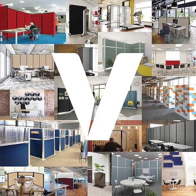 Versare Polycarbonate Room Divider 360 Portable Wall Partition | Freestanding Office Dividers | Locking Wheels | Privacy Screen Panels - 8'6" x 7'6" Light Gray Thermoplastic Polymer