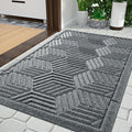 Yimobra Large Door Mat 36x24, All-Season Waterproof Outdoor Mats for Front Door Entrance with Drainage Holes, Heavy Duty Non-Slip Doormat for Garage Patio Entryway Indoor, Black Gray