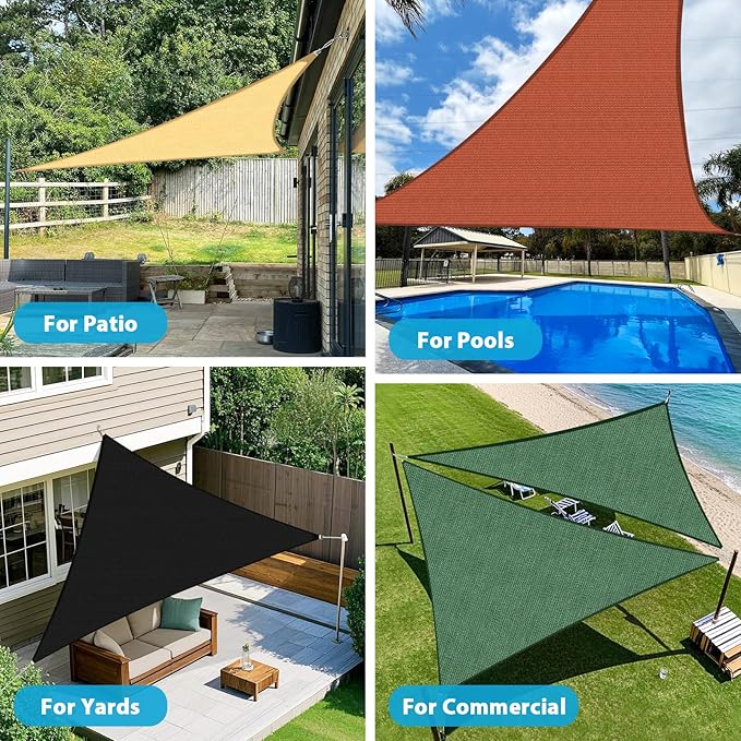Amagenix Sun Shade Sail 12'X16'X20' Curved Edge Outdoor Shade Canopy Dark Green Breathable 95% UV Block Shade Cloth for Patio Garden Backyard (We Make Custom Size)