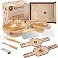 Banneton Bread Proofing Basket Set with Sourdough Bread Baking Supplies, A Complete Sourdough Starter Kit with Bread Lame, Danish Whish, Bowl & Dough Scraper, 2 Bread Slings, and Baking Mat