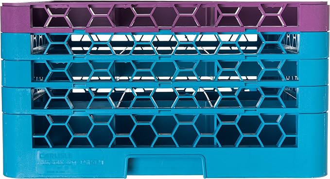 CFS RG9-4C414 OptiClean 9 Compartment Glass Rack with 4 Extenders, 10.3", Polypropylene, Lavender/CFS Blue