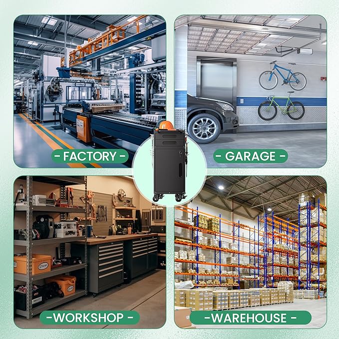 Garage Storage Cabinet,Metal Rolling Tool Cabinet with 2 Pegboard and 10 Hook,Heavy Duty Mechanics Tool Chest Storage for Workshop, Basement,Warehouse,Include Workbench Liner,Black