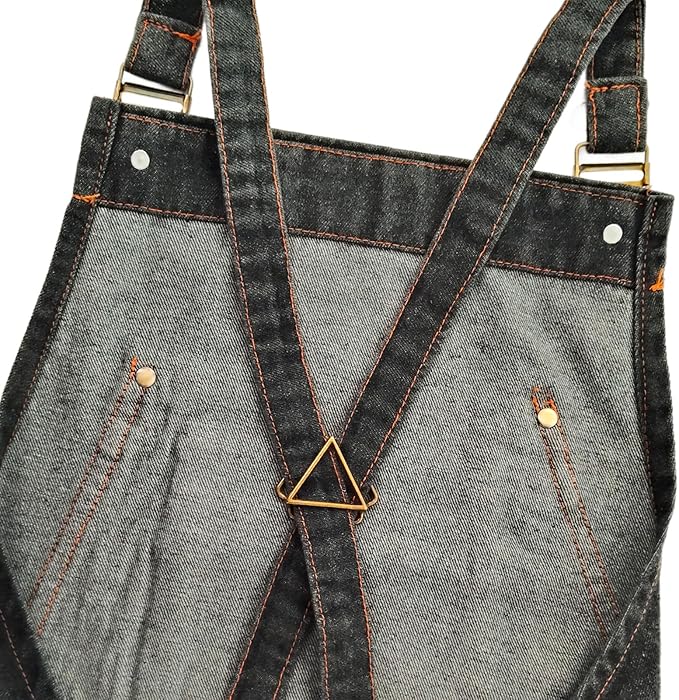 CACHIL Denim Apron with Pockets, Cross Back Apron for Men Women, Jean Work Aprons for Hairstylist Barber Grilling Gardening