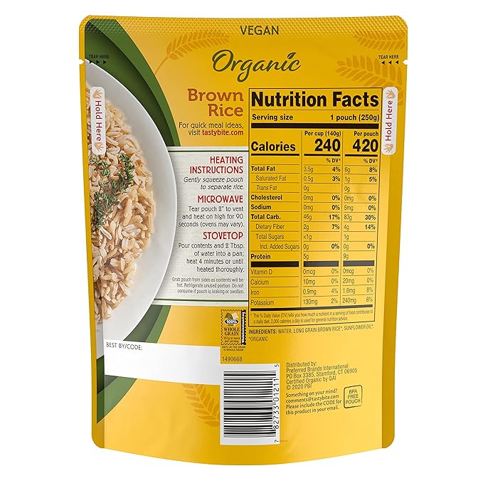 Tasty Bite Organic Brown Rice, 8.8 Ounce (Pack of 12)