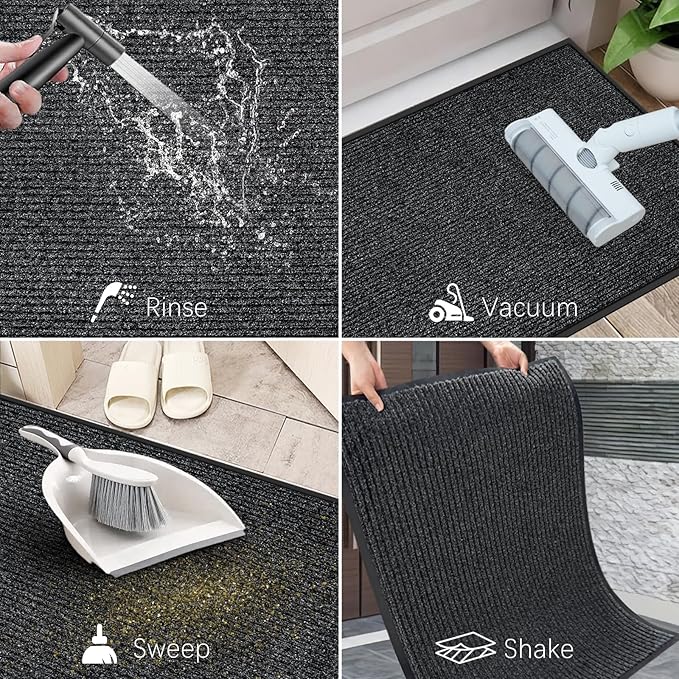 Azadx 3'x4' Front Door Mat Heavy Duty Indoor Outdoor Door Mat Non-Slip Backing Doormat for Entryway Stain and Fade Resistant Commercial Floor Mats Entry Mat Low Profile Welcome Door Mats