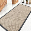 OLANLY Front Door Mat Outside Entrance 47x23, Absorbent, Heavy Duty Sturdy Natural Rubber Doormat Indoor Outdoor, Non-Slip, Stain and Fade Resistant, Low Profile Floor Mat for Entryway, Latte White