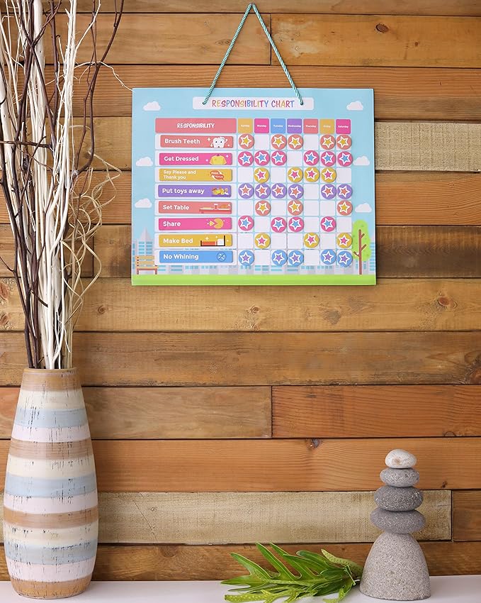 Chore Chart for Kids 51 Chores 60 Stars, Good Behavior Chart, Magnetic Responsibility Chart for Wall or Refrigerator
