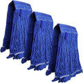KLEEN HANDLER Blended Loop End Heavy Duty Mop Head Replacement, Wet Mop Refills for Industrial and Commercial Use, Dark Blue, 32 Oz (3-Pack)