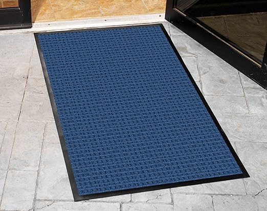 Guardian WaterGuard Indoor/Outdoor Wiper Scraper Floor Mat, Rubber/Nylon, 6'x8', Blue