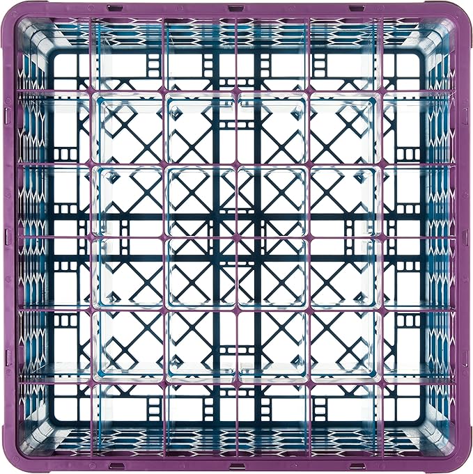 CFS RG36-3C414 OptiClean 36 Compartment Glass Rack with 3 Extenders, 8.72", Polypropylene, Lavender/CFS Blue