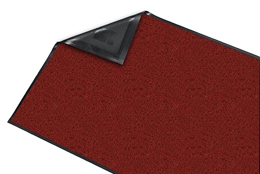 Guardian Platinum Series Indoor Wiper Floor Mat, Rubber with Nylon Carpet, 4'x19', Red