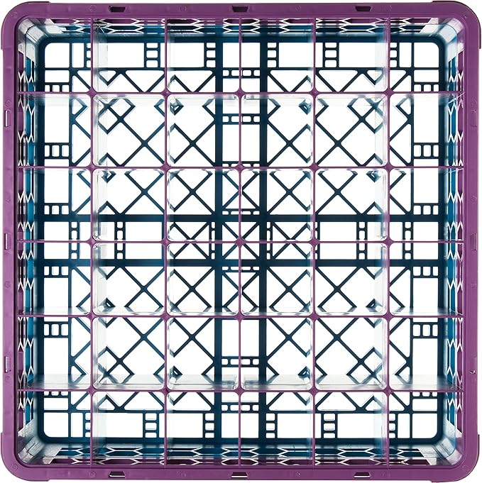 CFS RG36-1C414 OptiClean 36 Compartment Glass Rack with 1 Extender, 5.56", Polypropylene, Lavender/CFS Blue