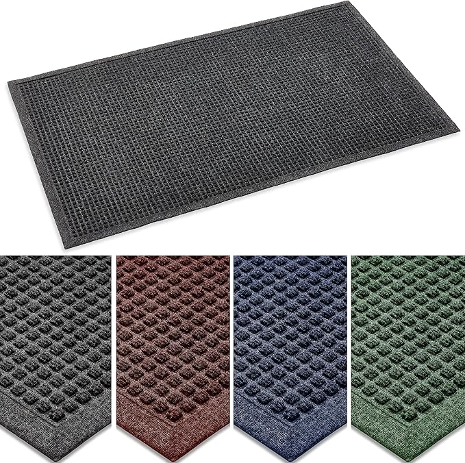 Ecomills Rubber Doormat, Extra Large, 36" x 60", Charcoal, XL, Absorbent Indoor Outdoor, Stain Resistant, Rubber Non Slip Backing, Heavy Duty, Durable