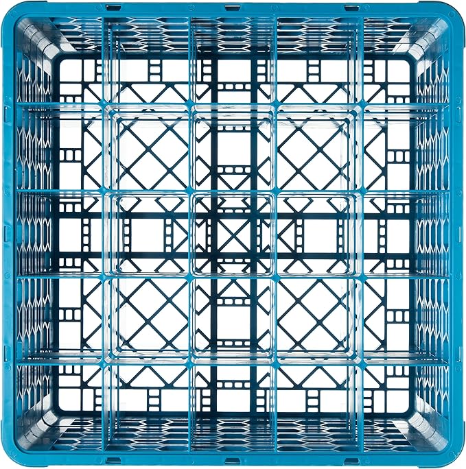 Carlisle FoodService Products RG25-414 OptiClean 25 Compartment Glass Rack with 4 Extenders, 10.3", Polypropylene, Blue