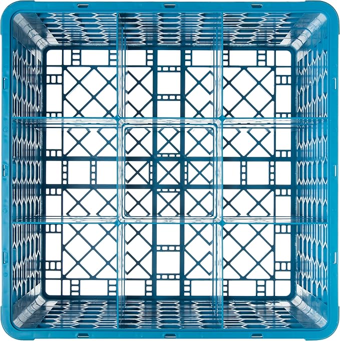 CFS RG9-514 OptiClean 9 Compartment Glass Rack with 5 Extenders, 11.9", Blue, Polypropylene, Blue