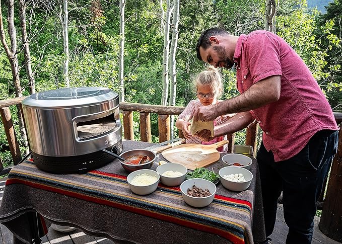 Solo Stove Pi Prime Pizza Oven Outdoor - Gas Pizza Oven Propane - Portable with Cordierite Stone Cooking Surface - Demi-Dome Design - Wide-Mouthed Opening - Stainless Steel