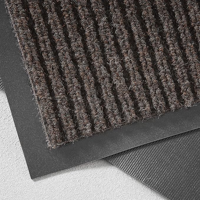Consolidated Plastics Brush Dry Mat - Made in USA, Heavy-Duty Commercial DoorRug for Indoor/Outdoor Entryways, Non-Slip Backing for High-Traffic Areas (Brown, 2' x 3')