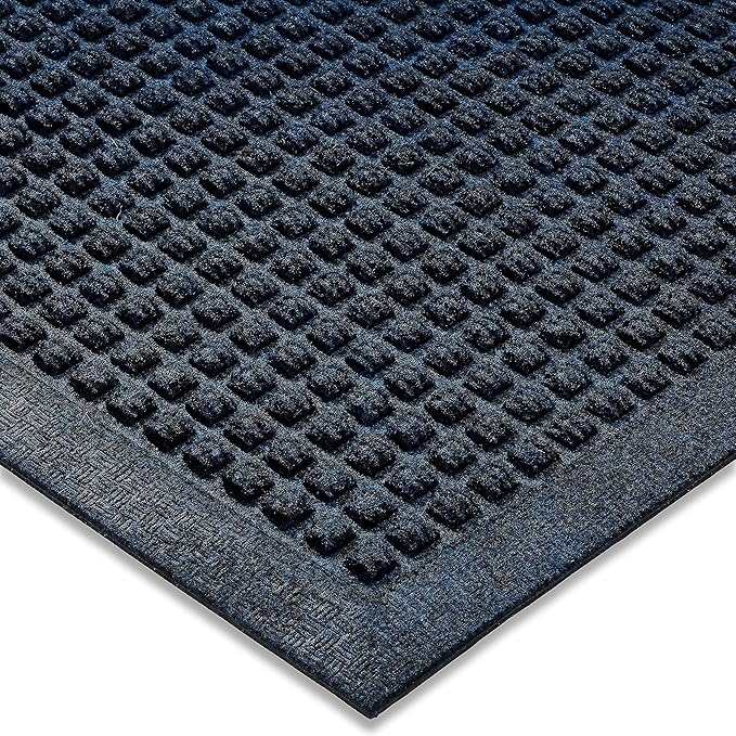 Ecomills Rubber Doormat, Large, 36" x 48", Blue, Large, Absorbent Indoor Outdoor, Stain Resistant, Rubber Non Slip Backing, Heavy Duty, Durable