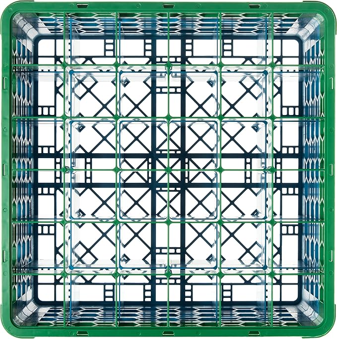 CFS RG36-3C413 OptiClean 36 Compartment Glass Rack with 3 Extenders, 8.72", Polypropylene, green/CFS Blue