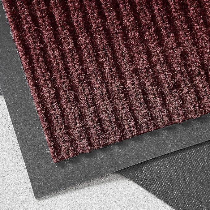 Consolidated Plastics Brush Dry Mat - Made in USA, Heavy-Duty Commercial DoorRug for Indoor/Outdoor Entryways, Non-Slip Backing for High-Traffic Areas (4' W x 6' L, Red)
