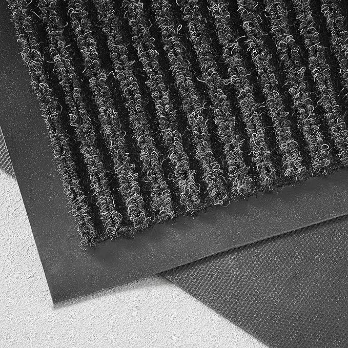 Consolidated Plastics Brush Dry Mat - Made in USA, Heavy-Duty Commercial DoorRug for Indoor/Outdoor Entryways, Non-Slip Backing for High-Traffic Areas (3' W x 4' L, Charcoal)