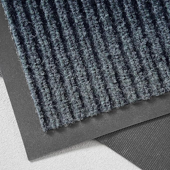Consolidated Plastics Brush Dry Mat - Made in USA, Heavy-Duty Commercial DoorRug for Indoor/Outdoor Entryways, Non-Slip Backing for High-Traffic Areas (2' W x 3' L, Blue)