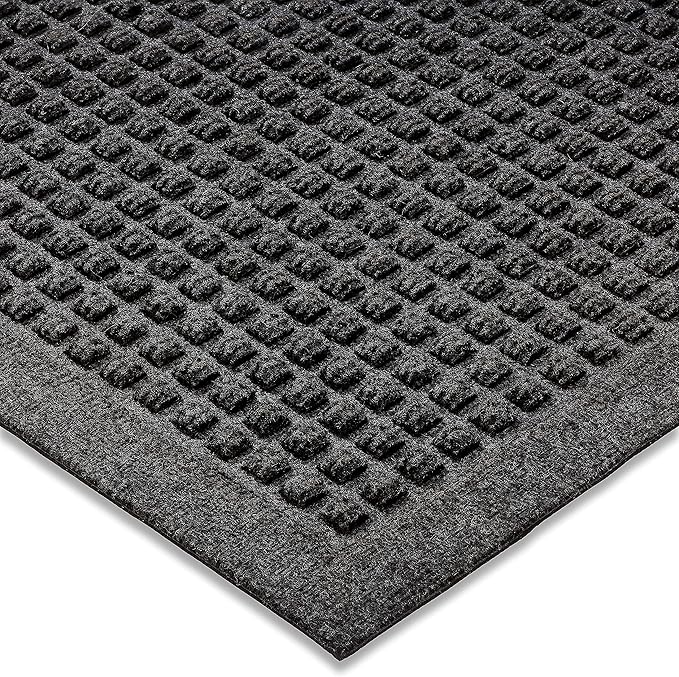 Ecomills Rubber Doormat, Large, 36" x 48", Charcoal, Large, Absorbent Indoor Outdoor, Stain Resistant, Rubber Non Slip Backing, Heavy Duty, Durable