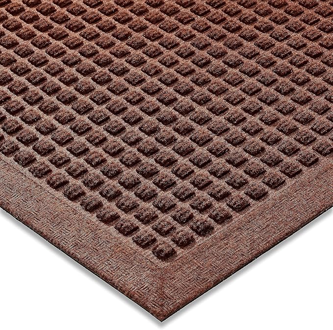 Ecomills Rubber Doormat, Medium, 24" x 36", Brown, Large, Absorbent Indoor Outdoor, Stain Resistant, Rubber Non Slip Backing, Heavy Duty, Durable